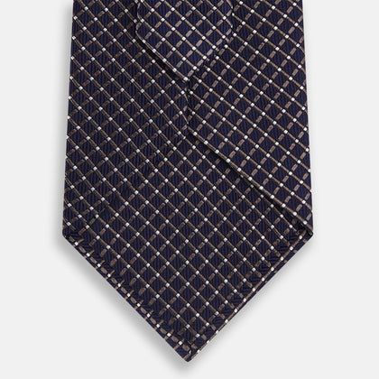 Silver and Navy Diamond Silk Tie Image 2