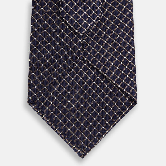 Silver and Navy Diamond Silk Tie Image 2