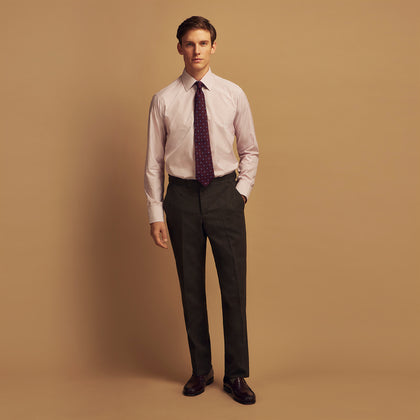 Burgundy Stripe West Indian Sea Island Cotton Regular Fit Mayfair Shirt