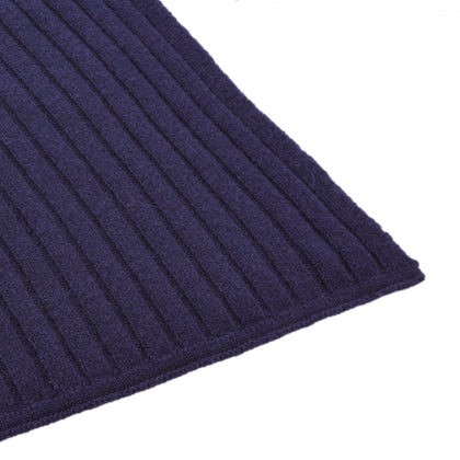 Navy Wide Rib Cashmere/Wool Scarf