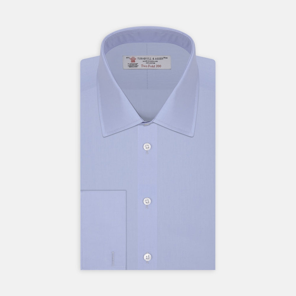 A smooth, even light blue circle—evoking Turnbull & Asser's Blue Two-Fold 200 Cotton Fabric—is centered in a thin gray ring on a plain white background.