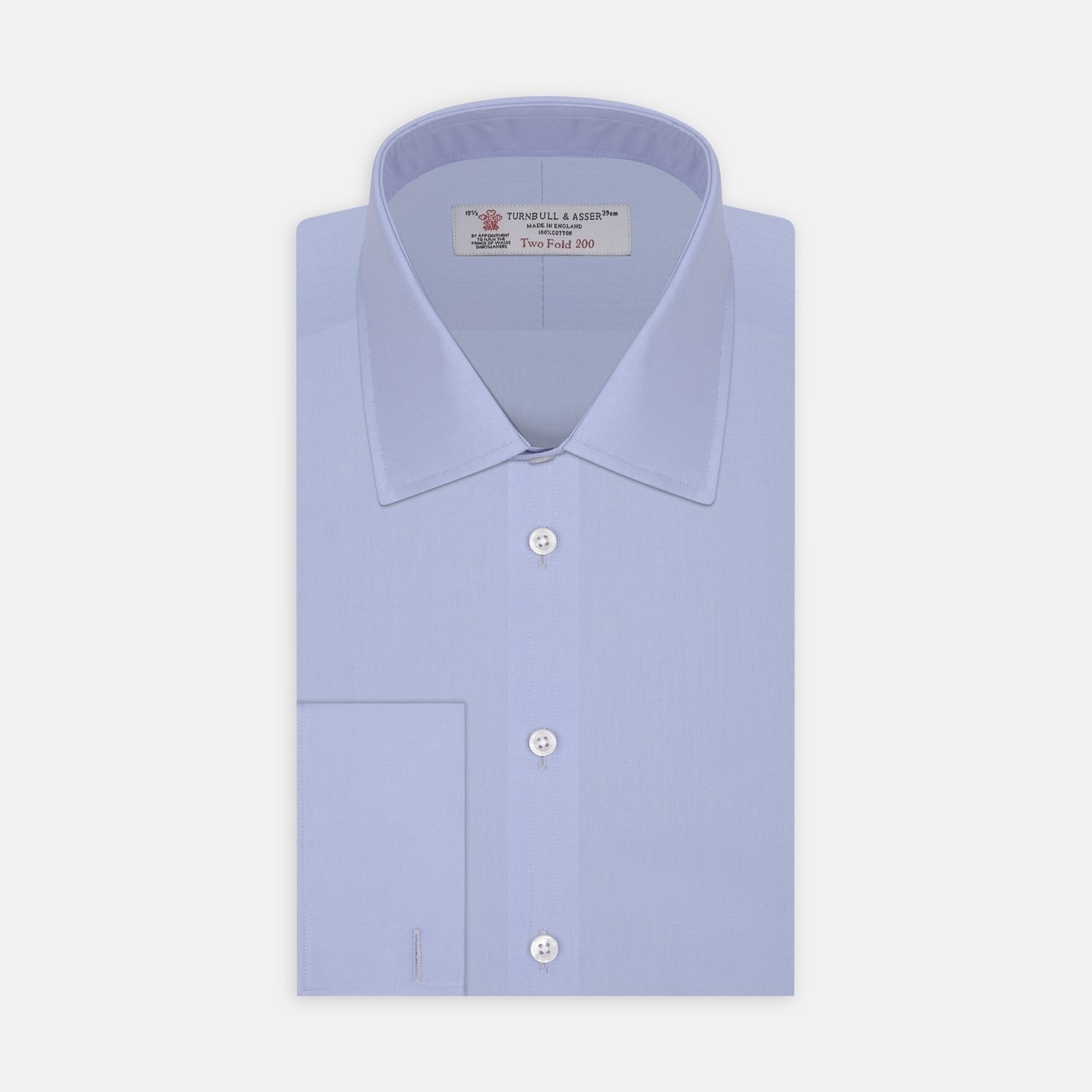 View 2 of product A smooth, even light blue circle—evoking Turnbull & Asser's Blue Two-Fold 200 Cotton Fabric—is centered in a thin gray ring on a plain white background.