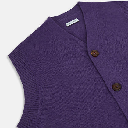 Purple Cashmere Sleeveless Cardigan