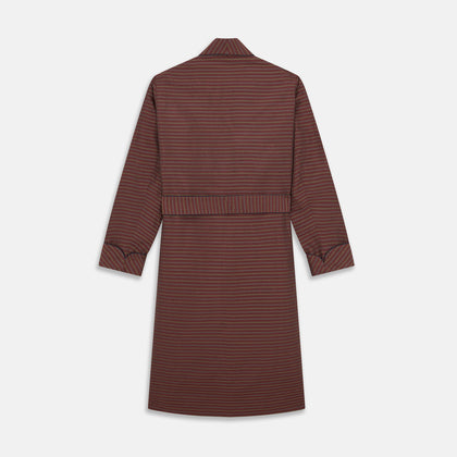 Claret and Green Multi Stripe Silk and Linen Blend Pierce Gown Image 3