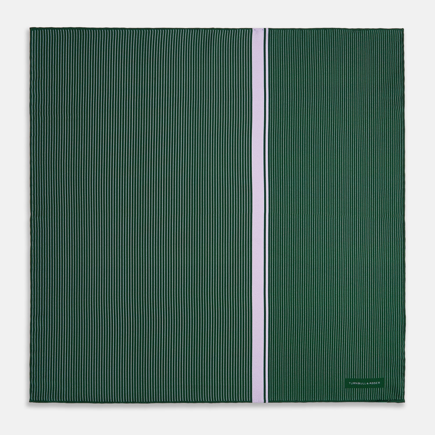 Image 4 of product Forest Green and Lilac Stripe Silk Pocket Square