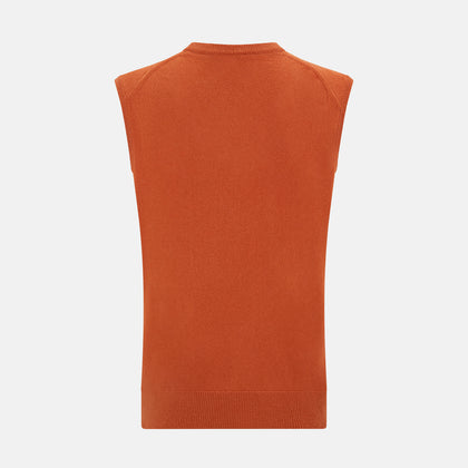 Orange Cashmere V-Neck Vest Image 2