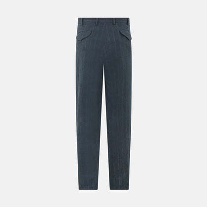 Forest Green Striped Edmund trousers Image 3