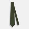 View 9 of product The Turnbull & Asser Green and Blue Micro Dot Silk Tie is shown rolled up, displaying small light blue dots on green silk against a plain white background.