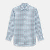 View 1 of product The Turnbull & Asser Blue and Pink Tattersall Check Mayfair Shirt features a classic tattersall pattern with a T&A collar and cuffed sleeves.