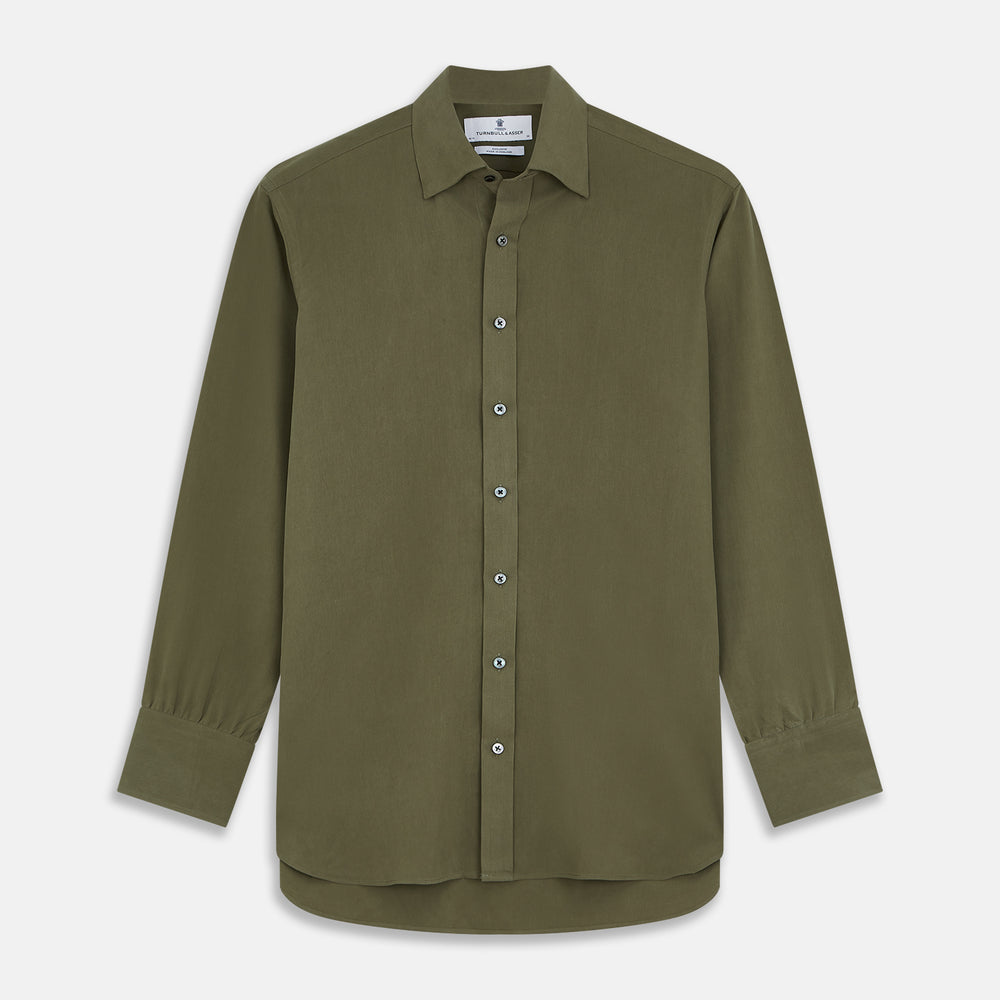 Green Silk Regular Fit Flaxton Shirt