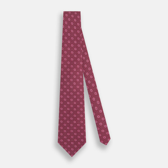 Burgundy Medallion Silk Tie Image 1