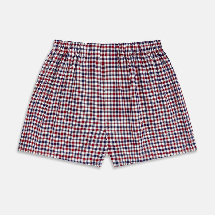 Burgundy Gingham Check Godfrey Boxer Shorts
