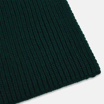 Forest Green Rib-Knit Cashmere Scarf