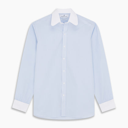 Micro Blue Check with White Collar and Cuff Shirt Image 5