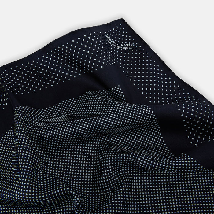 Navy and Light Blue Dot Silk Pocket Square Image 1