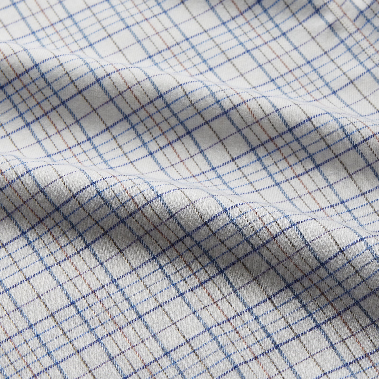 Image 4 of product Blue Multi Check Regular Fit Cotton-Cashmere Shirt with T&A Collar and 3 Button Cuffs