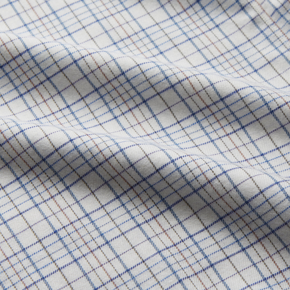 Blue Multi Check Regular Fit Cotton-Cashmere Shirt with T&A Collar and 3 Button Cuffs