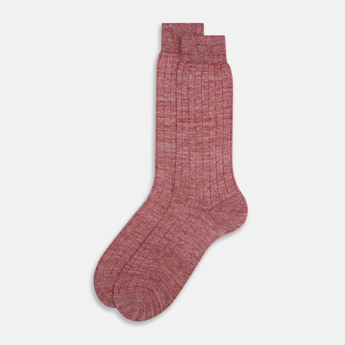 Burgundy Linen Mid-Length Socks Image 1