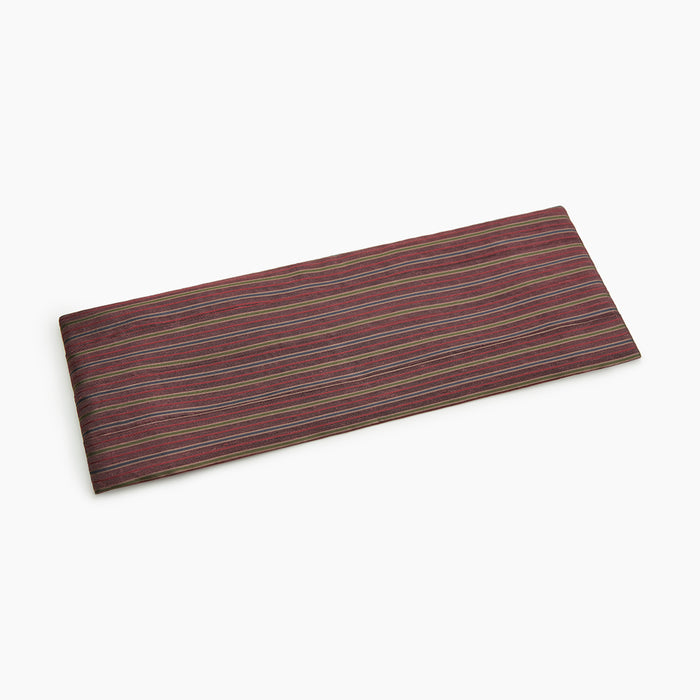 Claret and Green Multi Stripe Silk and Linen Cummerbund Image 2