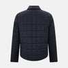 View 3 of product The Turnbull & Asser Battersea Navy Quilted Jacket features a versatile quilted design with a front zipper, zippered pockets, collared neckline, buttoned cuffs, and a subtle square pattern—perfect for the modern gentleman.