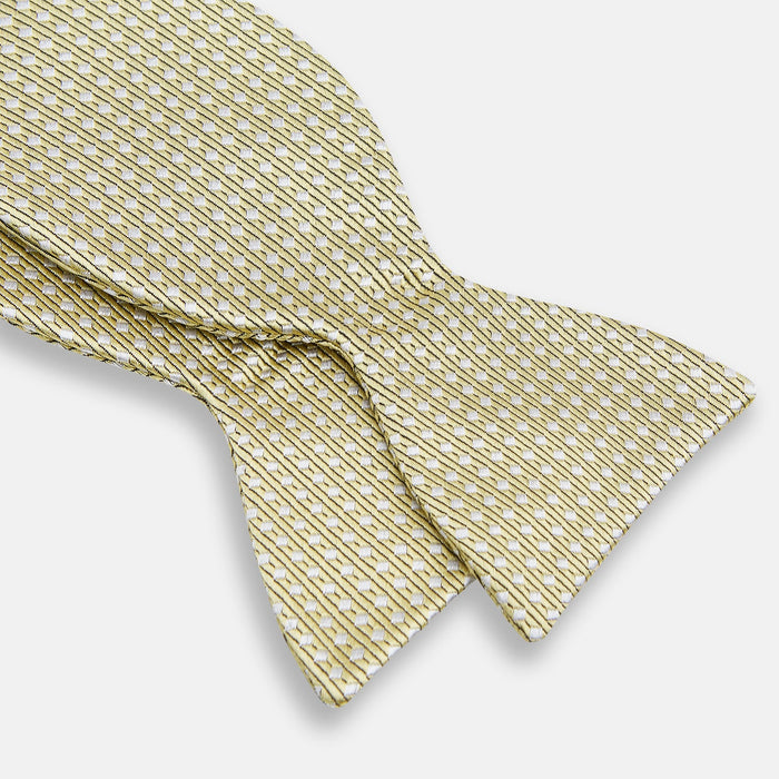 Gold and White Square Silk Bow Tie Image 2