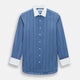 Steel Grey Track Stripe Shirt with Contrast T&A Collar and Cuffs