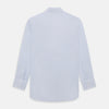 View 3 of product The Turnbull & Asser Blue and White Micro Check Mayfair Shirt features a pointed collar and white buttons, shown flat against a white background.
