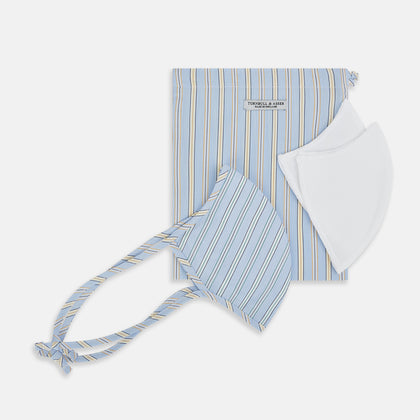 Blue, Pink & Yellow Striped Cotton Commuter Mask with 3 VIROFORMULA™ filters Image 2