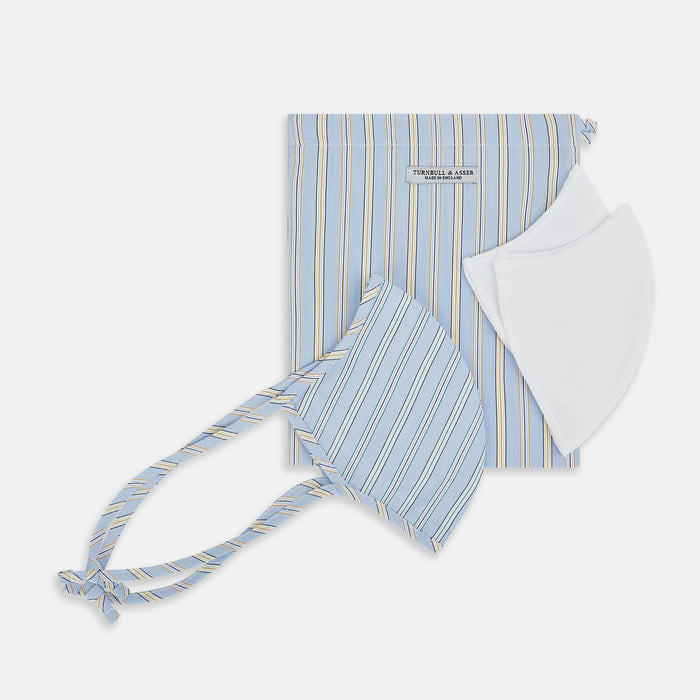 Blue, Pink & Yellow Striped Cotton Commuter Mask with 3 VIROFORMULA™ filters Image 2