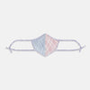 View 4 of product The Turnbull & Asser UK Blue, Pink & Yellow Striped Cotton Commuter Mask is displayed on a white background, and features adjustable ear loops for a comfortable fit. This stylish face-covering accommodates three included VIROFORMULA™ filters, making it a versatile accessory reminiscent of the Blue & White Linen Check Commuter Mask.
