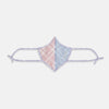 View 2 of product Introducing the Blue, Pink & Purple Checked Cotton Commuter Mask from Turnbull & Asser UK. This adjustable face covering features a vibrant checked pattern in blue, pink, and purple on soft cotton. The mask includes matching fabric straps finished with elegant bows at each end and comes with 3 VIROFORMULA™ filters for added protection.