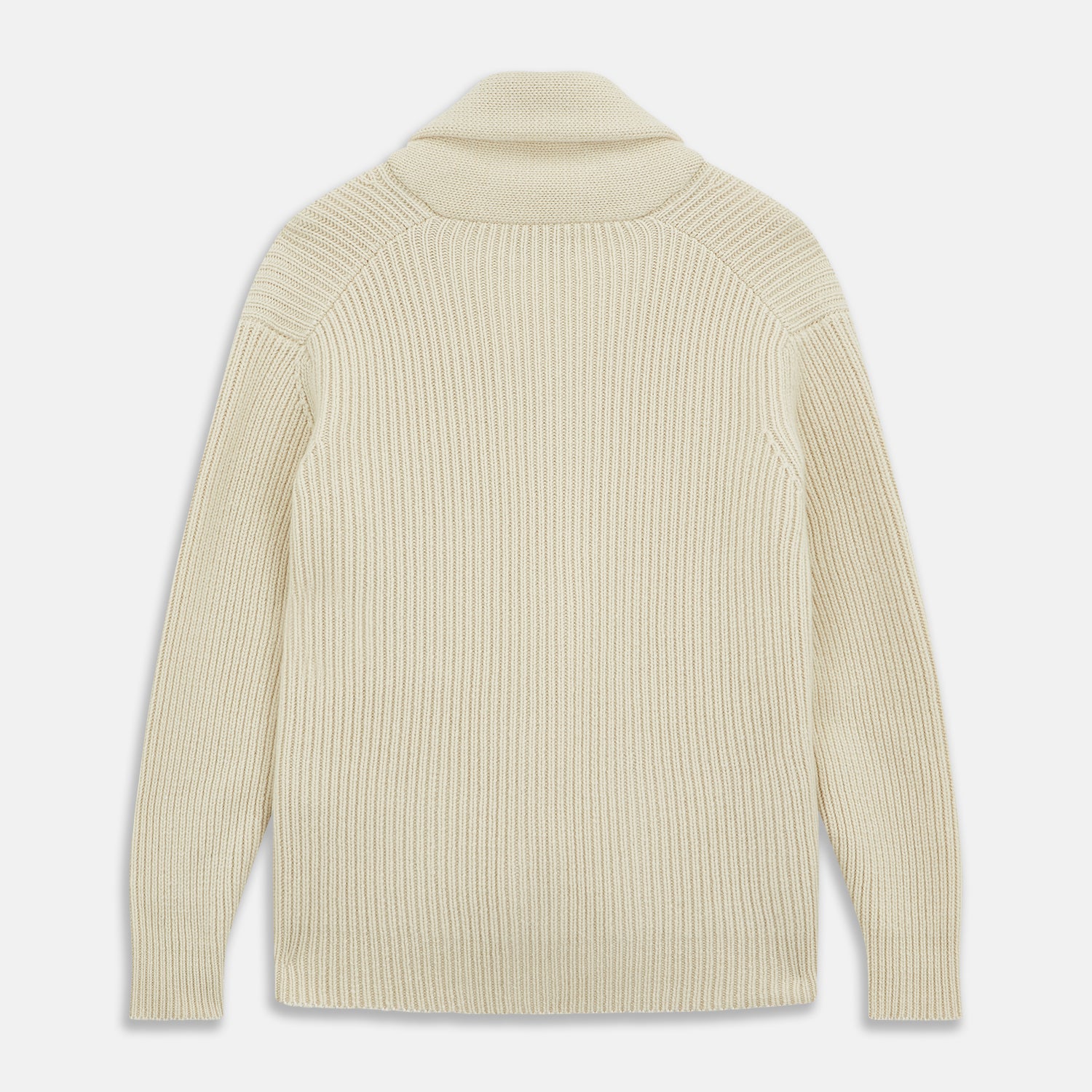 Antique White Ribbed Shawl Neck Cardigan