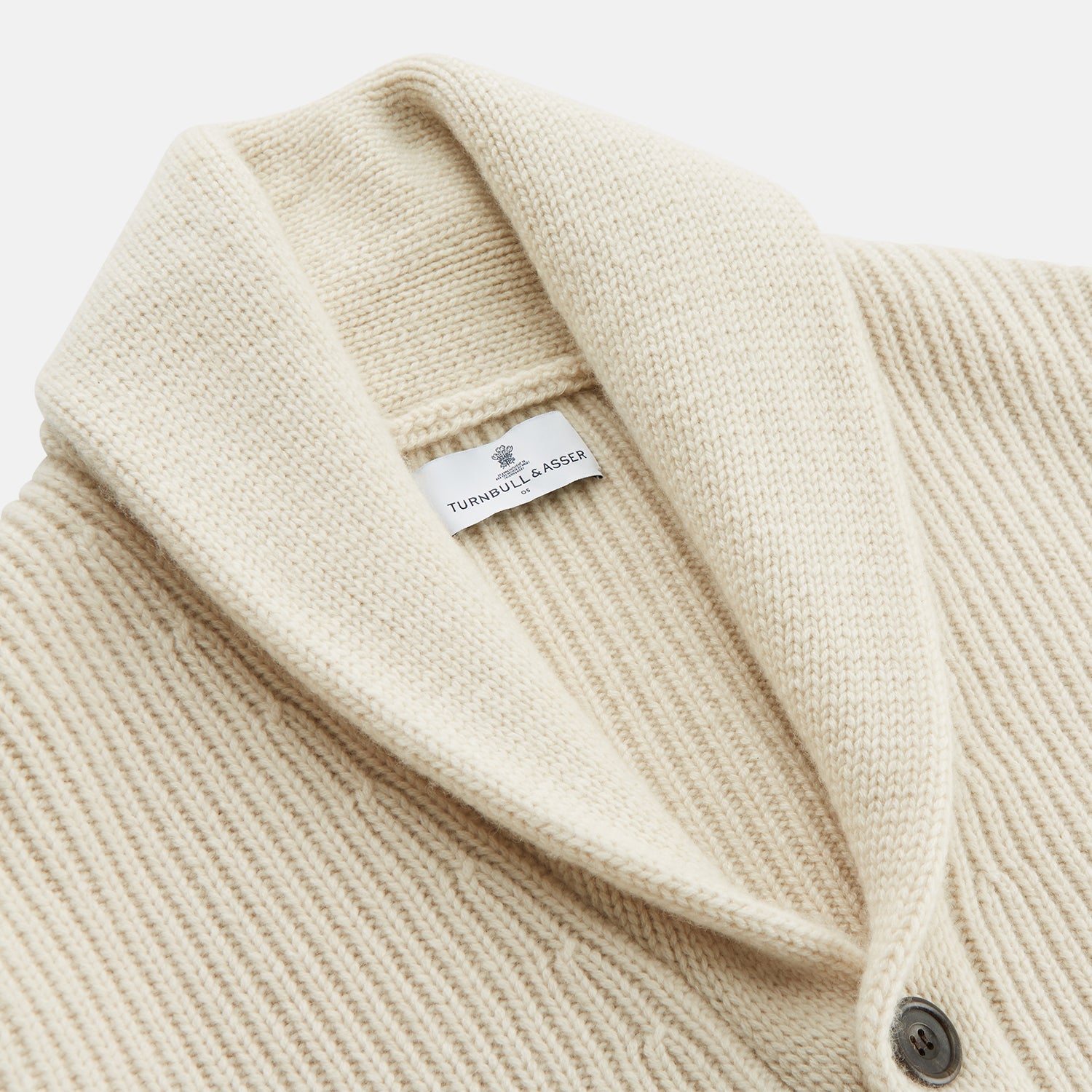 Antique White Ribbed Shawl Neck Cardigan