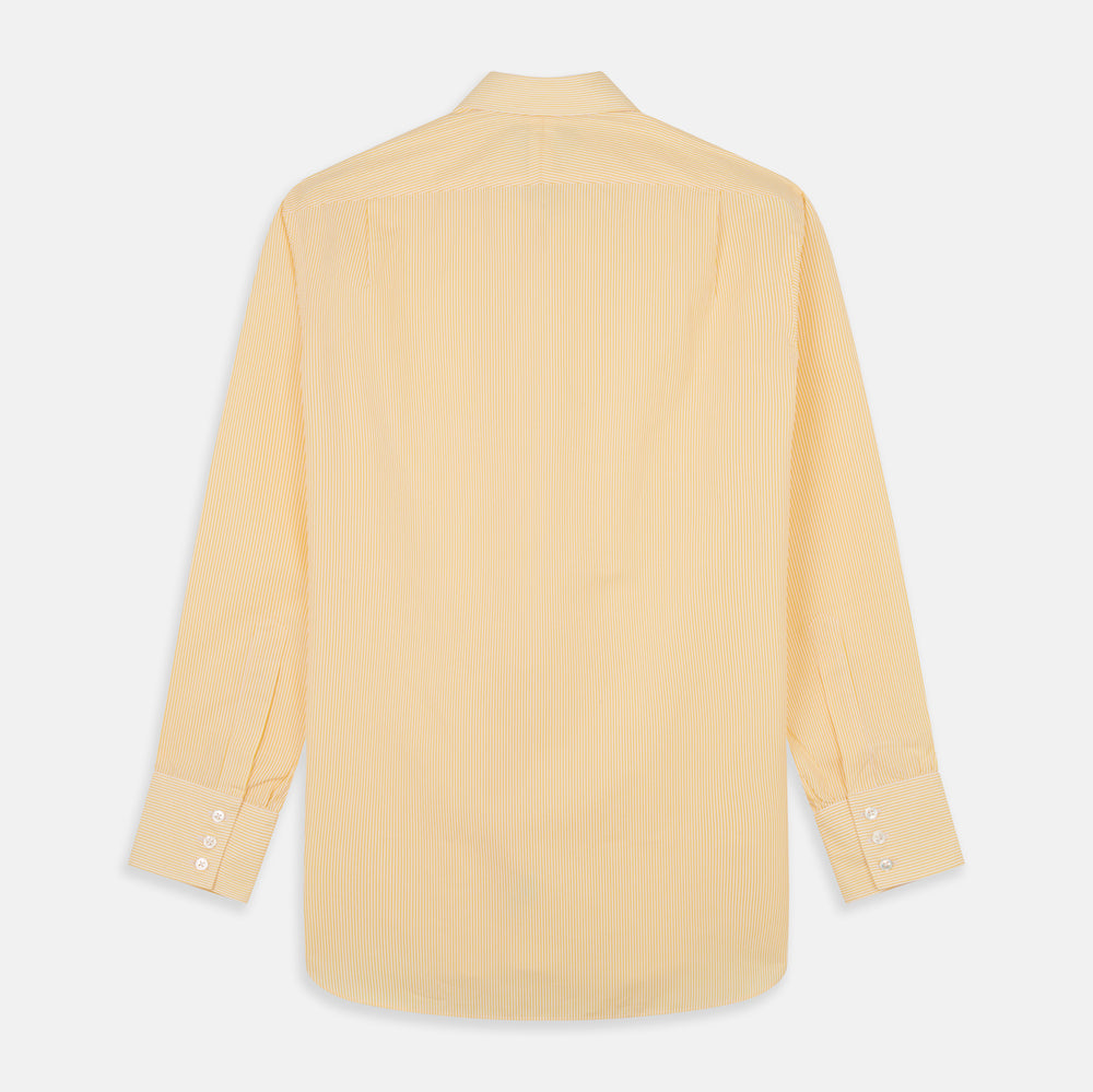 Yellow Fine Stripe Regular Fit Shirt with T&A Collar
