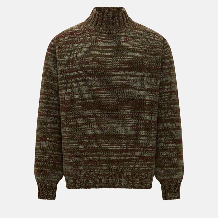 Multi Brown Sennon Rib Roll Neck Cashmere Jumper