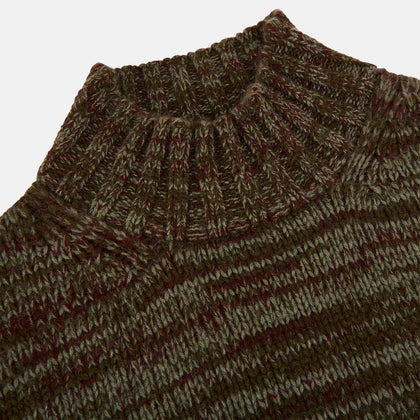 Multi Brown Sennon Rib Roll Neck Cashmere Jumper Image 1