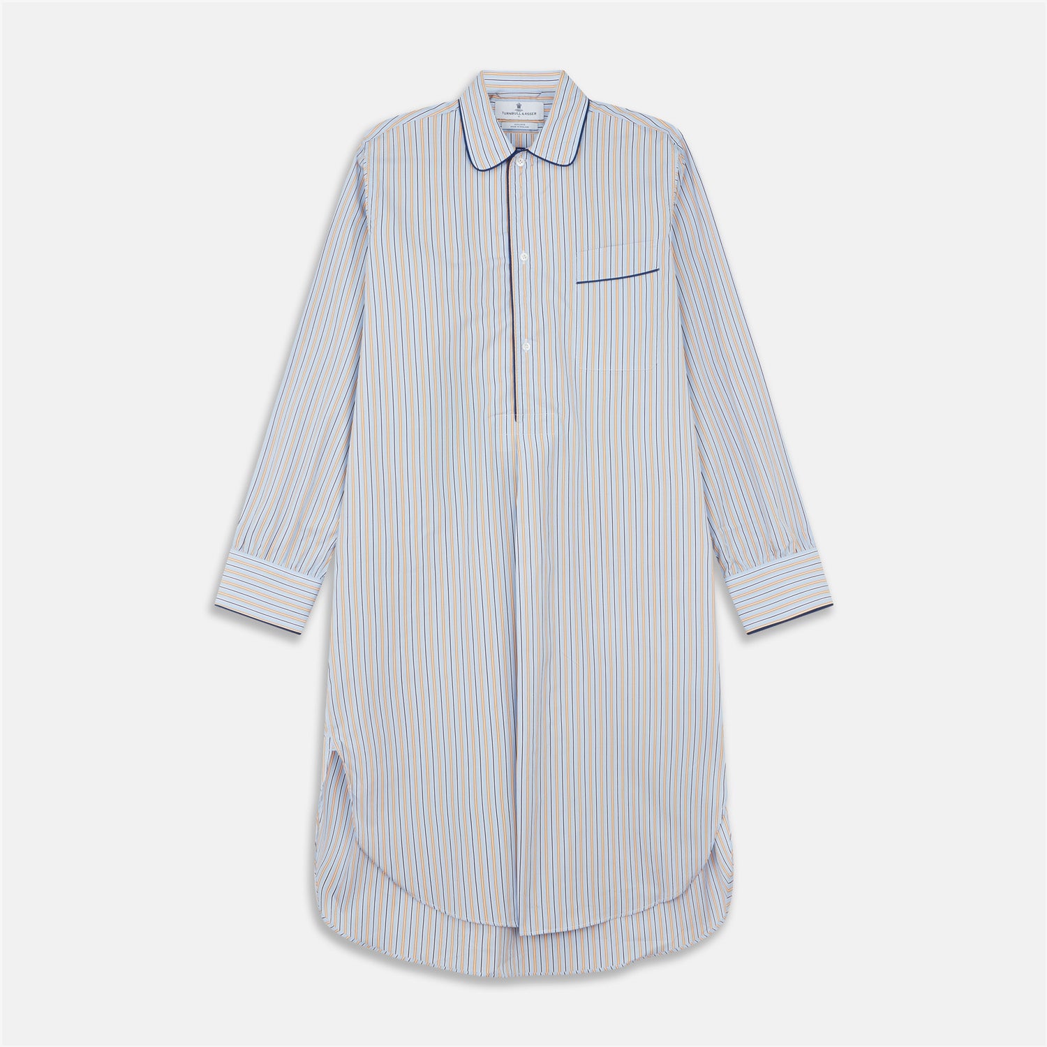 Blue, Orange & Navy Stripe Nightshirt | Turnbull & Asser