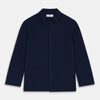 View 4 of product The Turnbull & Asser Navy Cashmere Knitted Traditional Pyjama Set features a long-sleeve camp collar shirt with front pockets and matching drawstring pants, offering an elevated twist on classic loungewear.
