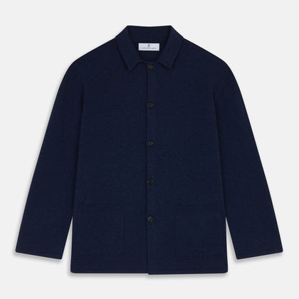 Navy Cashmere Knitted Traditional Pyjama Set Image 3