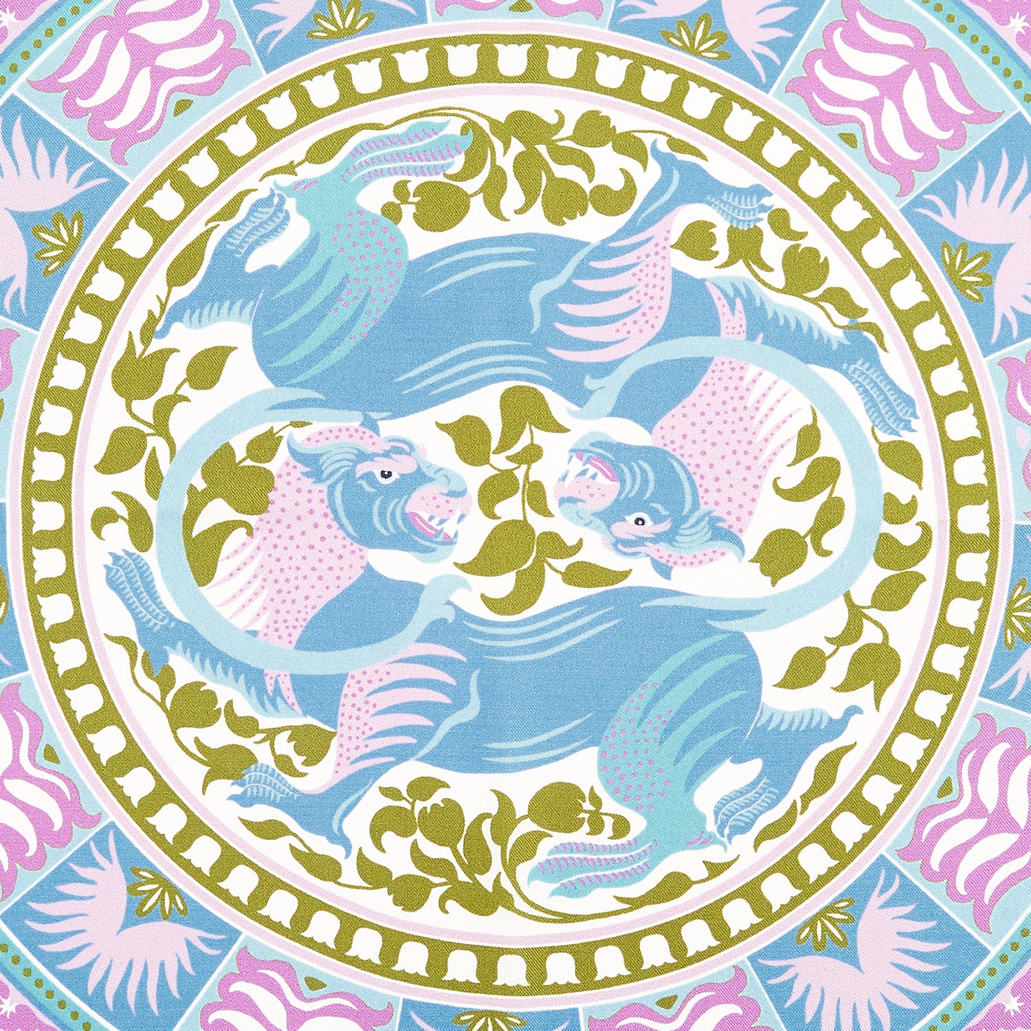 Image 2 of product Green Multi Griffins Silk Pocket Square