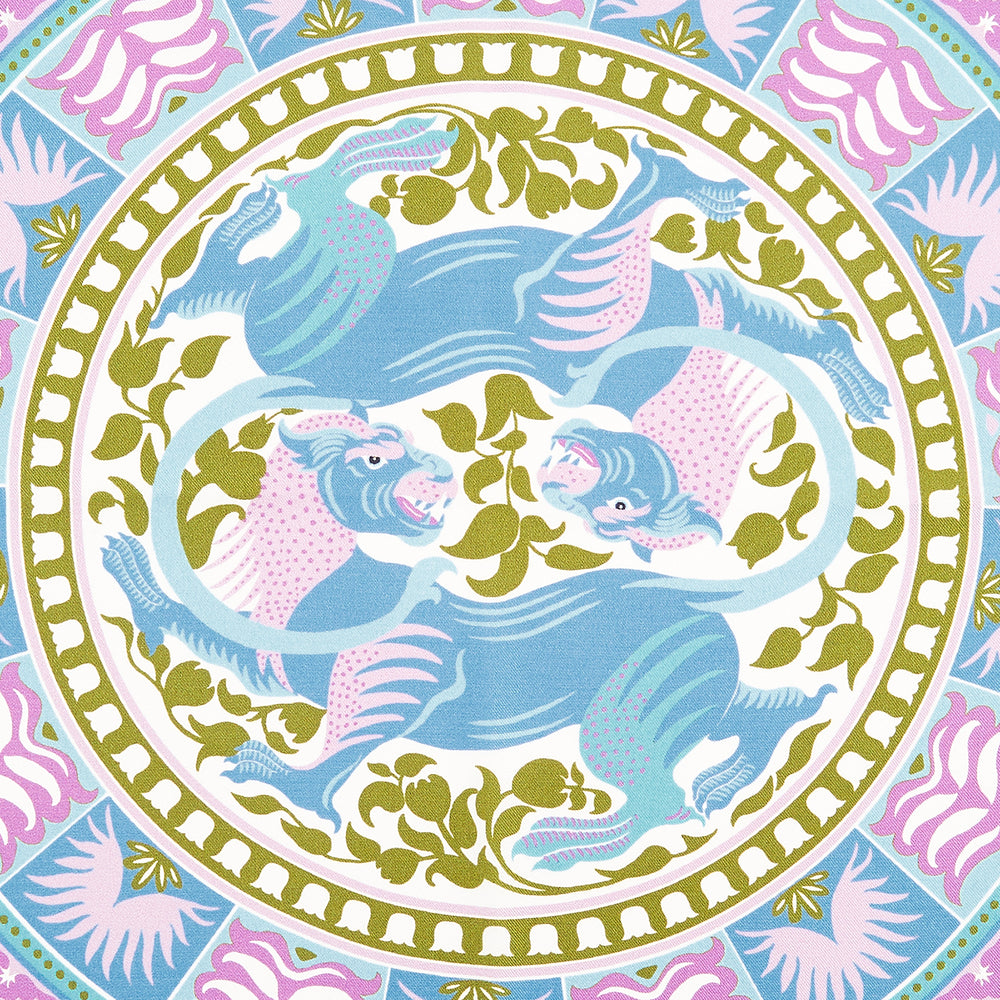 Green Multi Griffins Silk Pocket Square