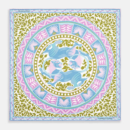 Green Multi Griffins Silk Pocket Square