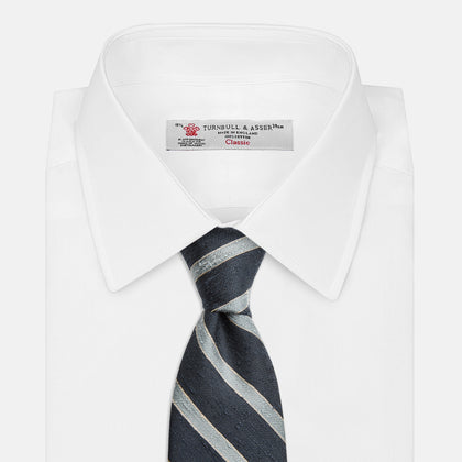 Blue & Silver Stripe Silk Tie