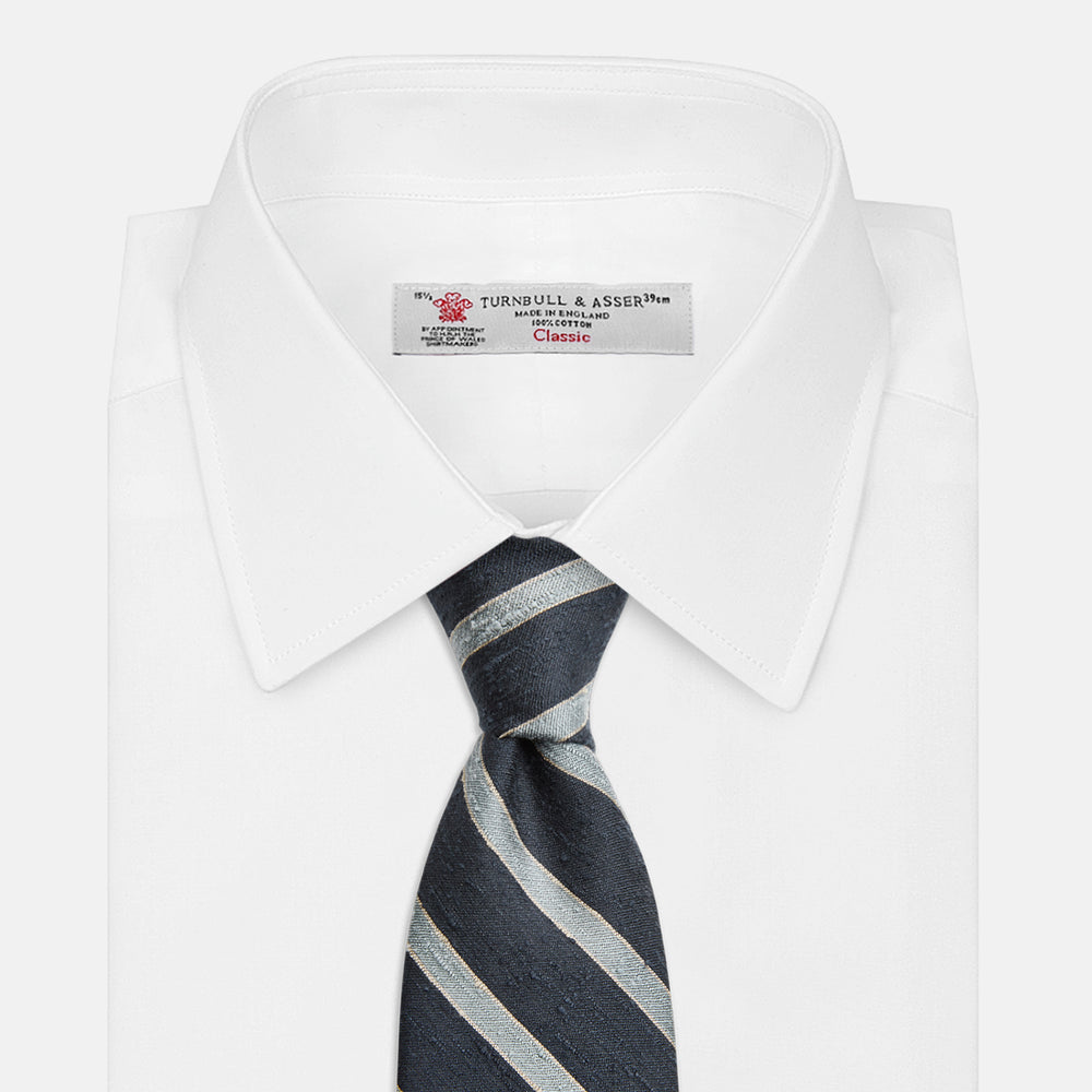 Blue & Silver Stripe Silk Tie