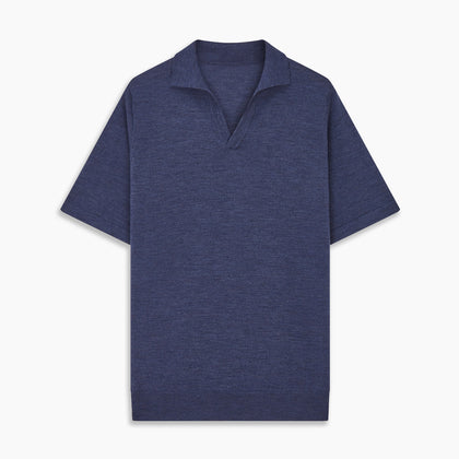 Blue Merino Wool Roland Polo Shirt Image 3