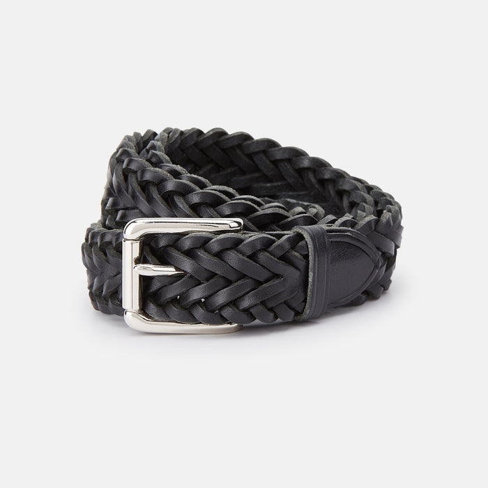 Black Leather Woven Belt&nbsp;