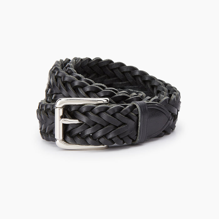 Black Leather Woven Belt&nbsp; Image 2