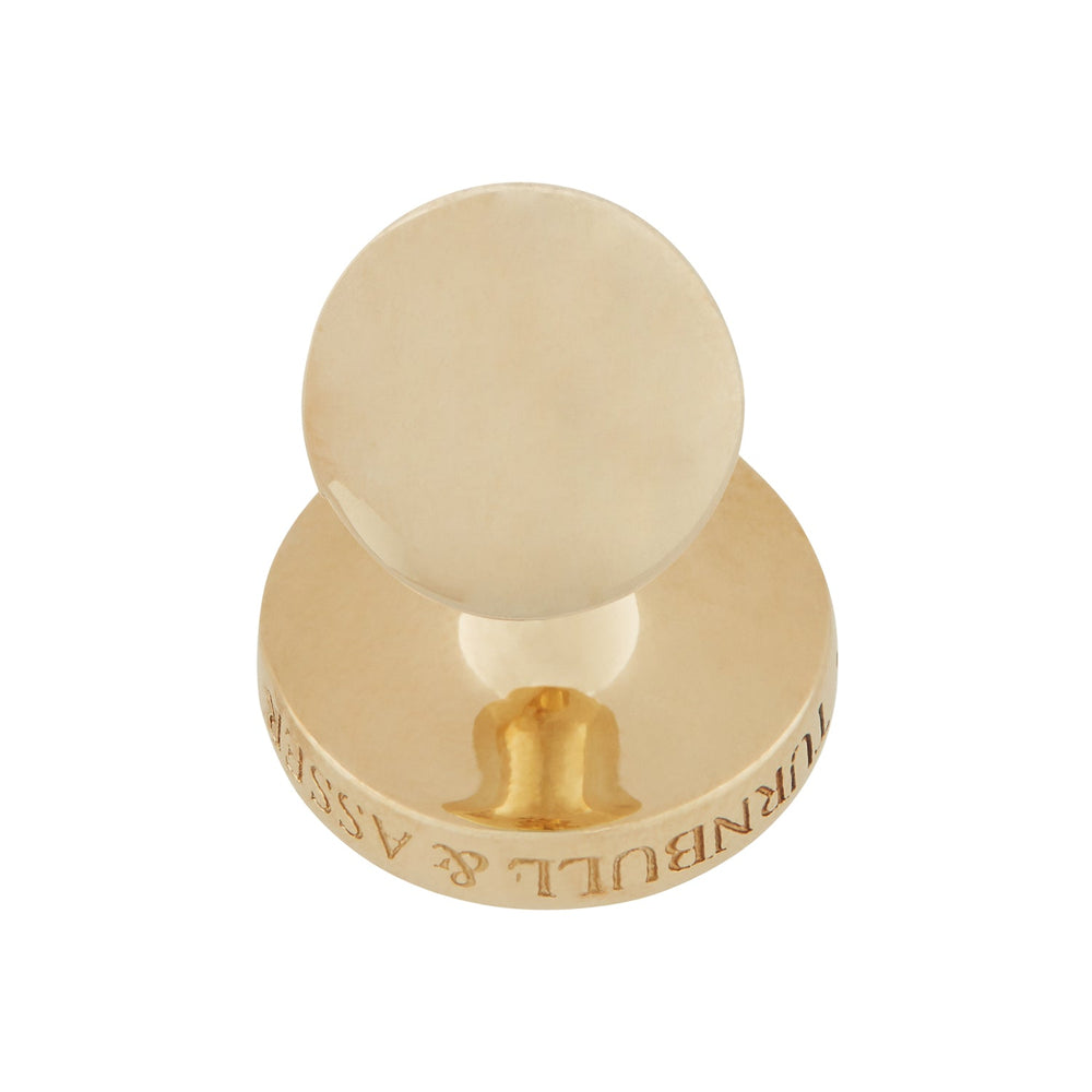 Turnbull & Asser's Gold and Navy Mother of Pearl Cufflinks feature iridescent blue-green stone inlays—ideal for enhancing any double cuff shirt—shown on a plain white background.
