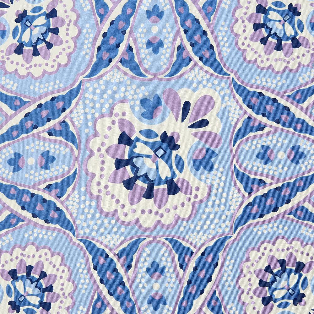 Pale Blue and Lilac Baroque Silk Pocket Square