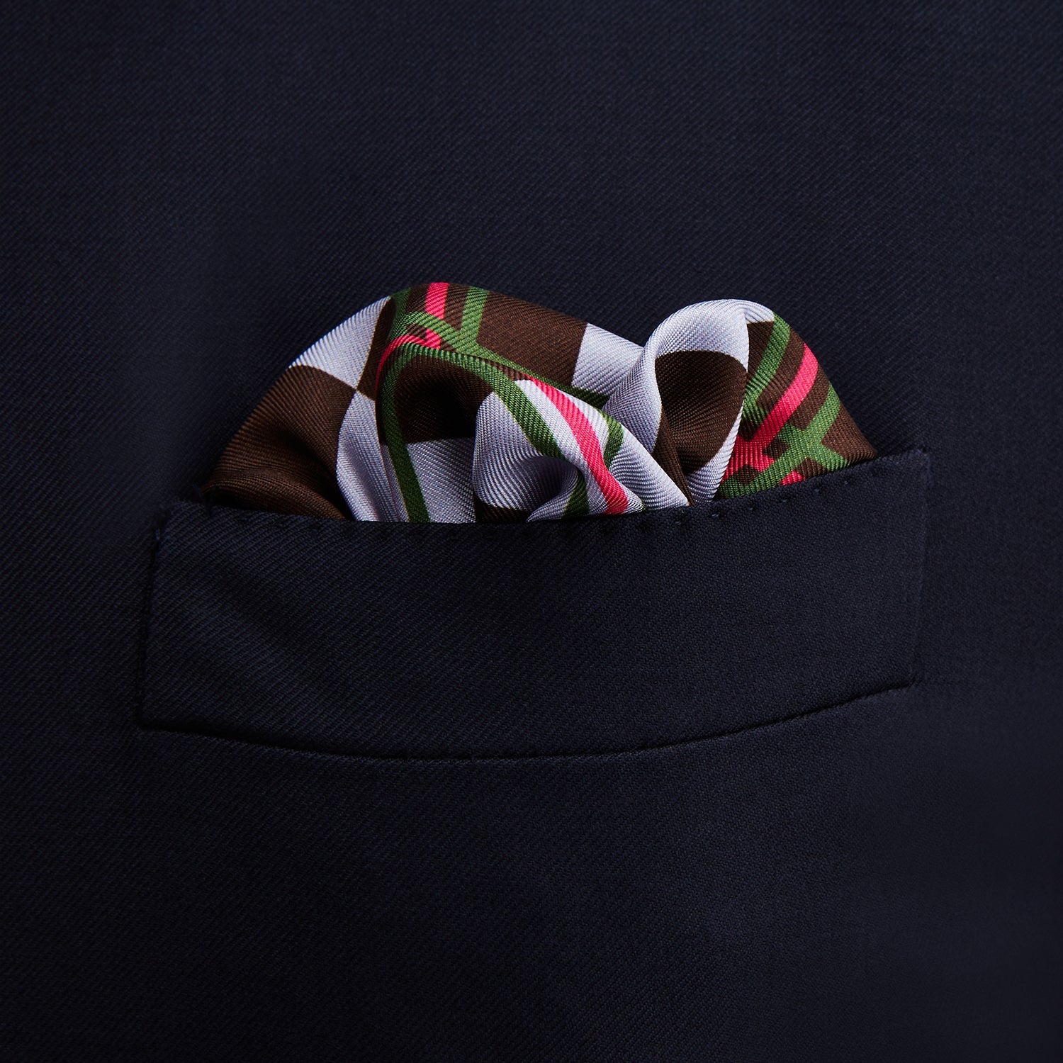 Image 3 of product Green and Red Checked Chess Board Silk Pocket Square